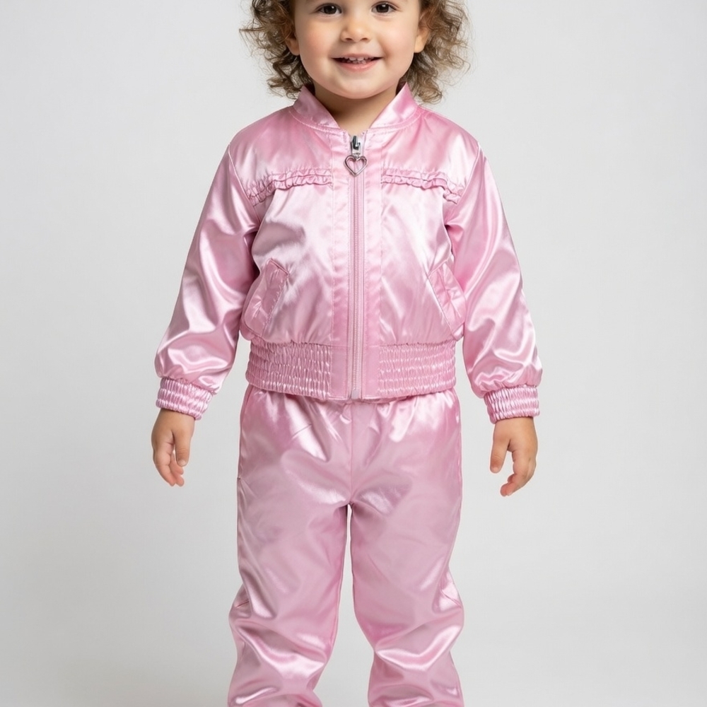 Toddler Pink Satin Bomber Costume Jacket and Pants Bin 02